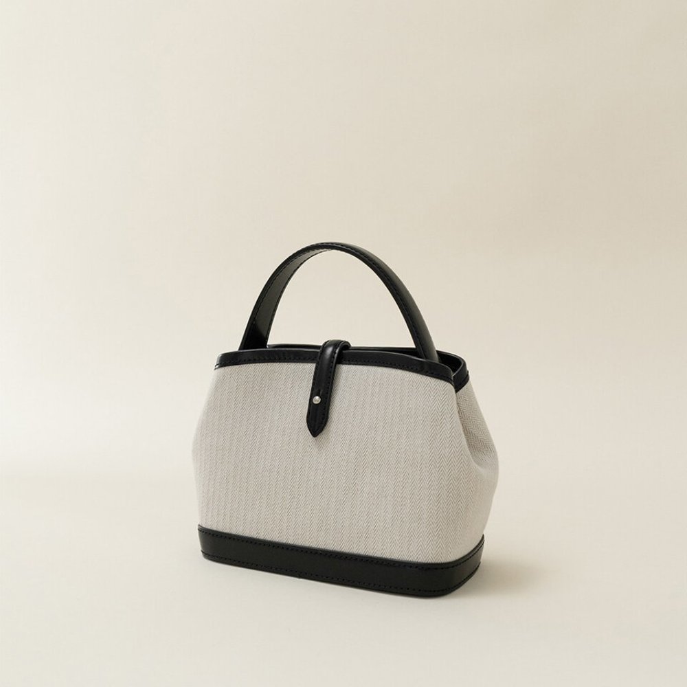 KINDERSALMON Mini Leather-trimmed Canvas Crossbody Ecru SOLD